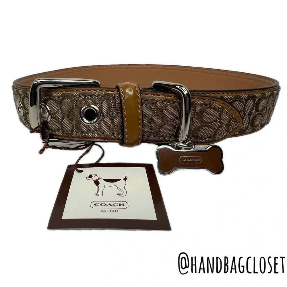 Coach Signature Leather Vintage Light Brown Tan Size Large 17-21” Dog Collar